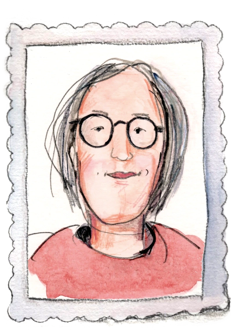 Hochformatiges gezeichnetes Selbstportrait als persönliche Illustration im Beispielprojekt